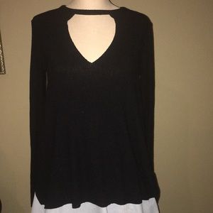 Black sweater with keyhole neck
